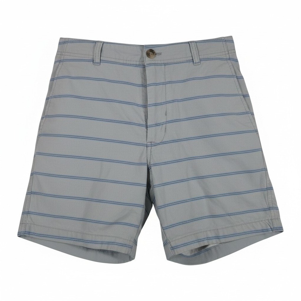 Vineyard Vines Island Short Mens 30 Gray Blue Striped Chino Shorts 7 Inch Inseam
